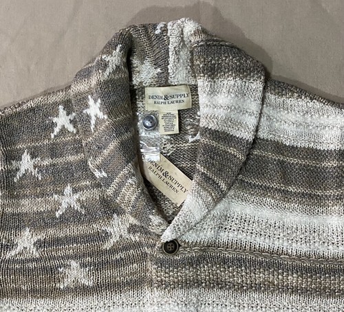 Ralph Lauren Denim & Supply Maglione Cardigan Uomo Bandiera Americana, Taglia M  - Foto 5 di 18