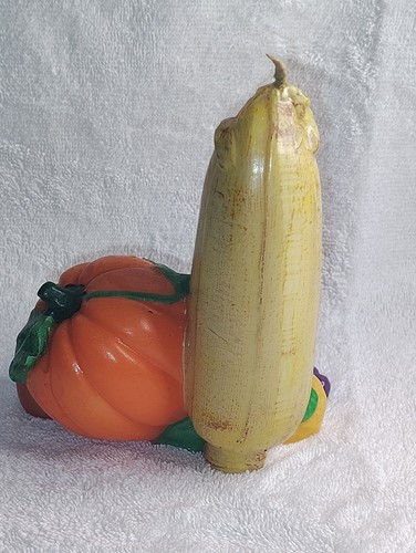 Vela de espuma de poliestireno vintage de acción de gracias cosecha de otoño frutas calabazas mazorca de maíz 6" - Imagen 5 de 10