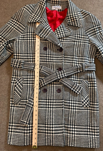 Vintage Tweed Peacoat Womens 12 Jonathan Michael Houndstooth Wool Belted Jacket - Picture 5 of 13
