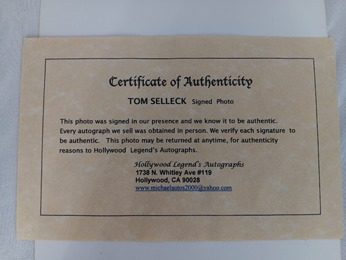 Tom Selleck 8x10 firmado certificado de autenticidad imagen Magnum PI - Imagen 8 de 12
