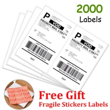 2000 8.5x5.5 Half Sheet Shipping Labels Rounded Corner Self Adhesive 2 Per Sheet