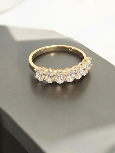 1.85CTW 14K Solid Gold Lab Grown Diamond Wedding Band Oval Cut Half Eternity Rin - Picture 3 of 8
