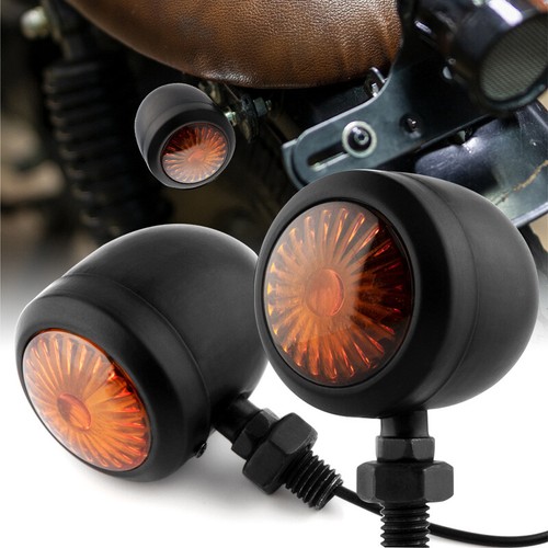 4PC Black Bullet Amber Turn Signal Indicator Light Motorcycle For Bobber Chopper - Picture 2 of 9