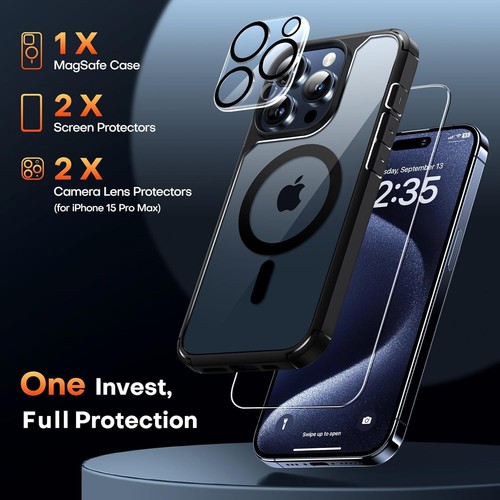 iPhone 15 Pro Max Magnetic Case, 2X Screen Protector + 2X Camera Lens Protector - Picture 8 of 8