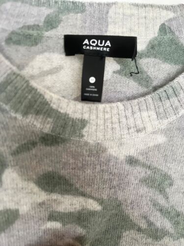 AQUA Cashmere ~ Camouflage Crew Neck Raglan Sleeve Sweater ~ Bloomingdale's ~Med - Picture 3 of 4