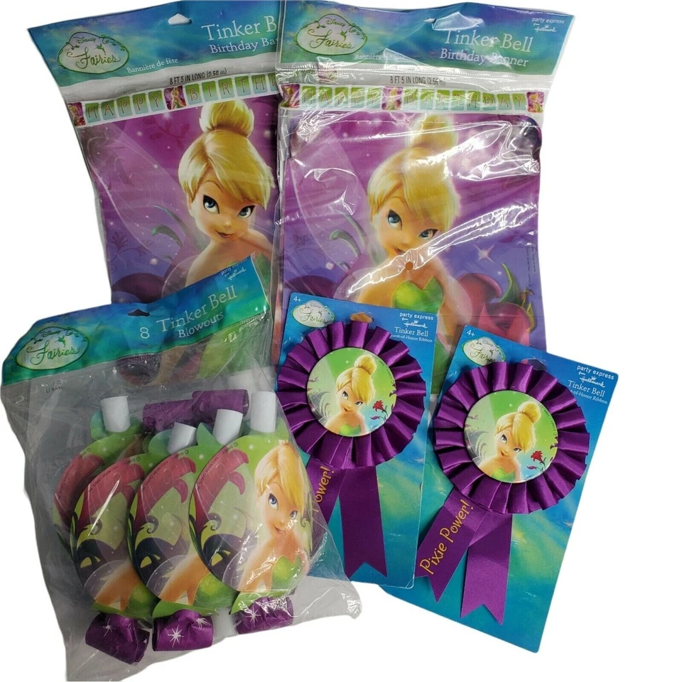 Tinkerbell  Hallmark Disney Fairies Party Birthday Banner Blowers Award Ribbon - Image 2 of 4