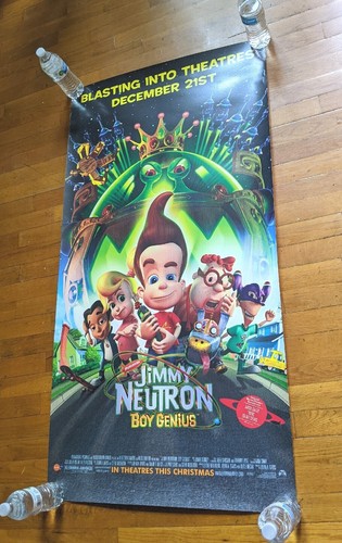 VINTAGE JIMMY NEUTRON: BOY GENIUS 26x50  MOVIE POSTER BLASTING INTO THEATER  - Picture 3 of 6