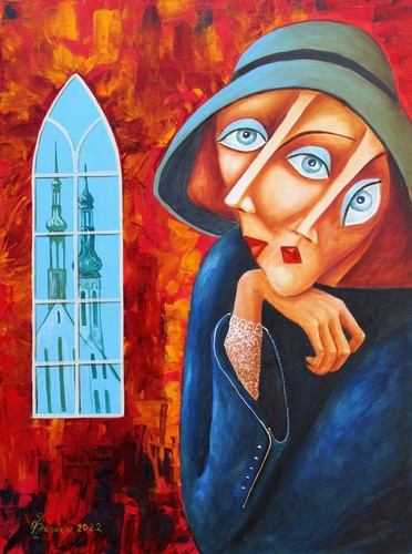 Painting ORIGINAL Oil canvas contemporary modern Art by Pronkin 2022 RED ROOM - Picture 5 of 6