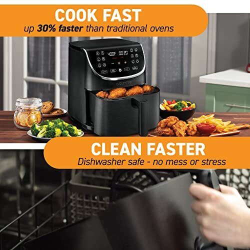 Gourmia Air Fryer Oven Digital Display 7 Quart Large AirFryer Cooker 12 Touch Co image