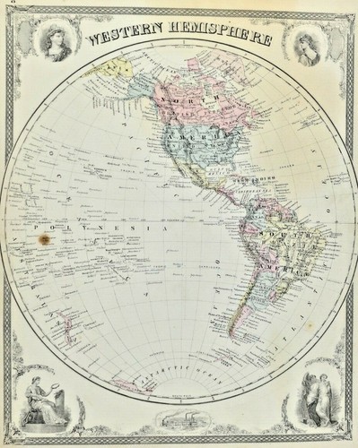 1877 Atlas Indiana Geological Climates Western Hemisphere Antique State Map - Picture 3 of 4
