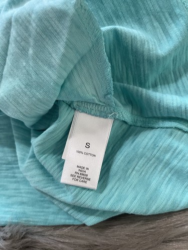NWT Logo Lori Goldstein Turquoise Tee T Shirt Tunic Front Slits Pockets Small - Picture 6 of 8
