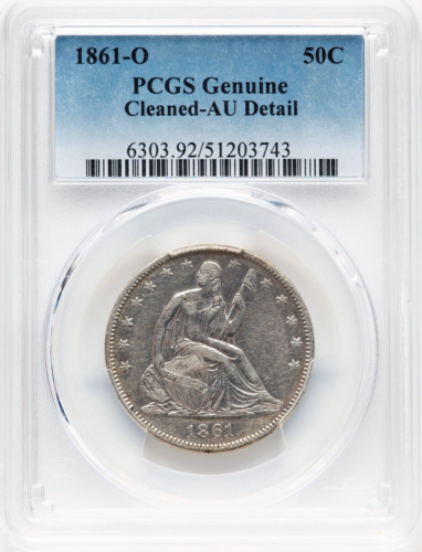1861 O Seated Liberty Half Dollar 50c PCGS AU Details