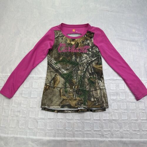 Carhartt Force Shirt Maglietta Ragazza Piccola 8 Rosa Mimetica Manica Ling
