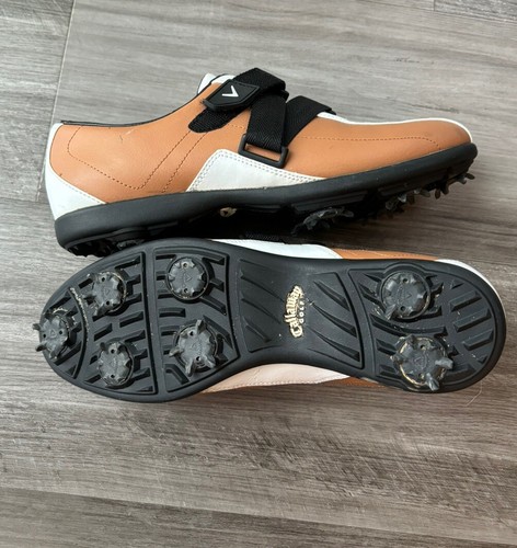 Callaway X-Series Womens Golf Shoes Size 7.5 Brown White Leather Cleats - Picture 8 of 10