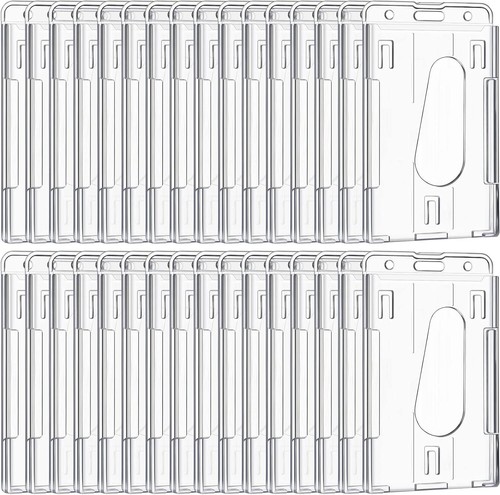 25 Pieces Vertical 2 ID Badge Holder Heavy Duty Plastic ID Card Holder Transp... - Picture 2 of 8