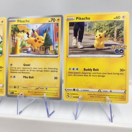 (4) Pikachu Cards Lost Origin, Silver Tempest, Paldea Evolved, Pokemon GO TCG NM - Picture 3 of 8
