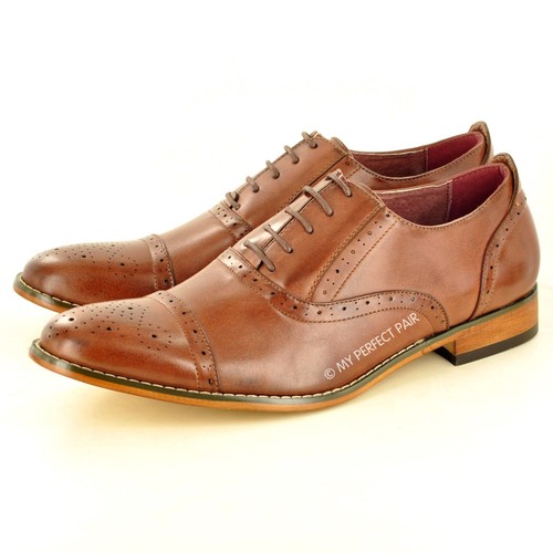 Neu Herren Brogues formelle Schnürung Büroschuhe Leder gefütterte Zehenpartie Kappe UK Größe 7-12 - Bild 25 von 34