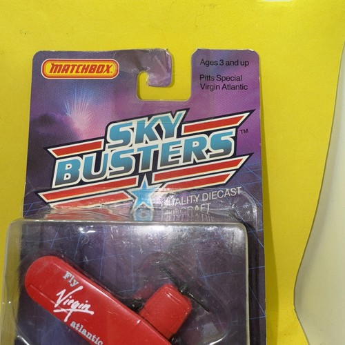 Vintage 1989 Matchbox Skybusters Virgin Atlantic Biplane RED Nos - Picture 2 of 8