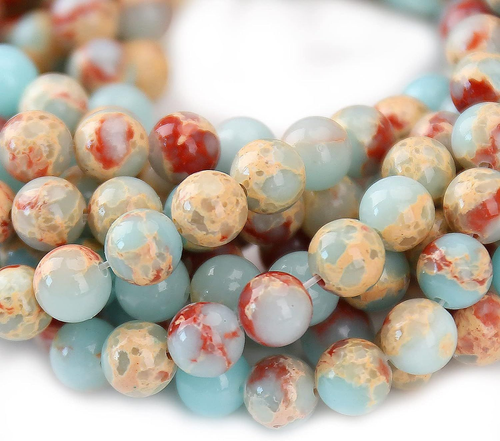Aqua Terra Jasper perline rotonde lisce 4 mm 6 mm 8 mm 10 mm 15,5" spiaggia - Foto 6 di 7