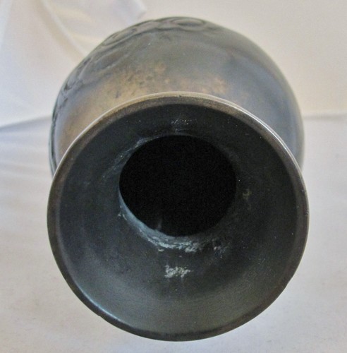Antike chinesische Bronze Vase mit Phönix Vogel & Ruyi Wolken mit Markierungen (7,2") - Bild 7 von 12