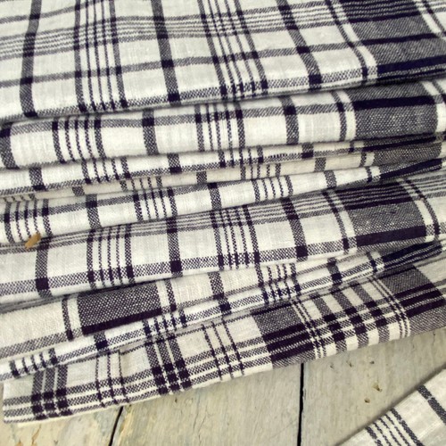 1 Single Vintage französisch kariert Bandanna lila Taschentuch Stoff UNBENUTZT offen mit - Bild 3 von 6