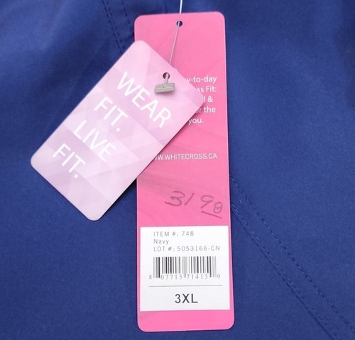 White Cross FIT Women's Size 3XL Navy V-Neck Scrub Mock Wrap Mesh Insert Stretch - Picture 5 of 5