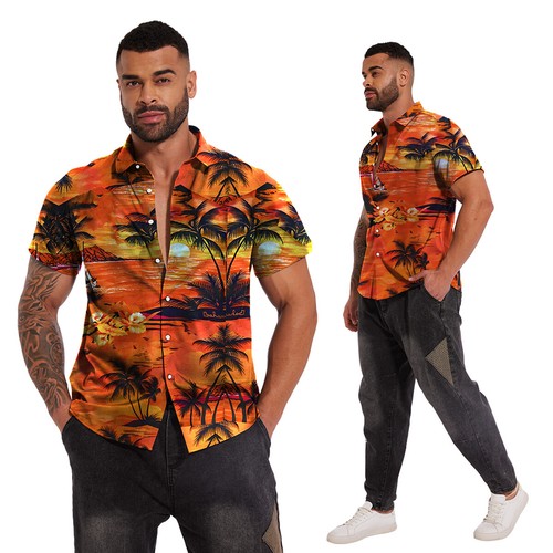Camisas florales hawaianas con botones tropicales vacaciones crucero playa camisas EE. UU. - Imagen 10 de 19