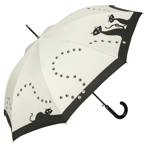 Regenschirm Stockschirm Ledergriff Automatiköffnung Motiv Schwarze Katzen - Bild 4 von 4