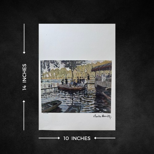 Monet Signed Art Print La Grenouillère 1869 | Vintage Impressionist - Picture 3 of 9