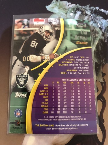 Tim Brown #147 Raiders 1999 Topps Stadium Club "One of a Kind" #D/150 SP🔥 - Bild 2 von 2