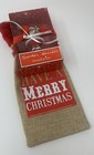 Mudpie Santa's Secrets Wine Bottle Cork & Burlap Gift Bag Santa Drinking Martini