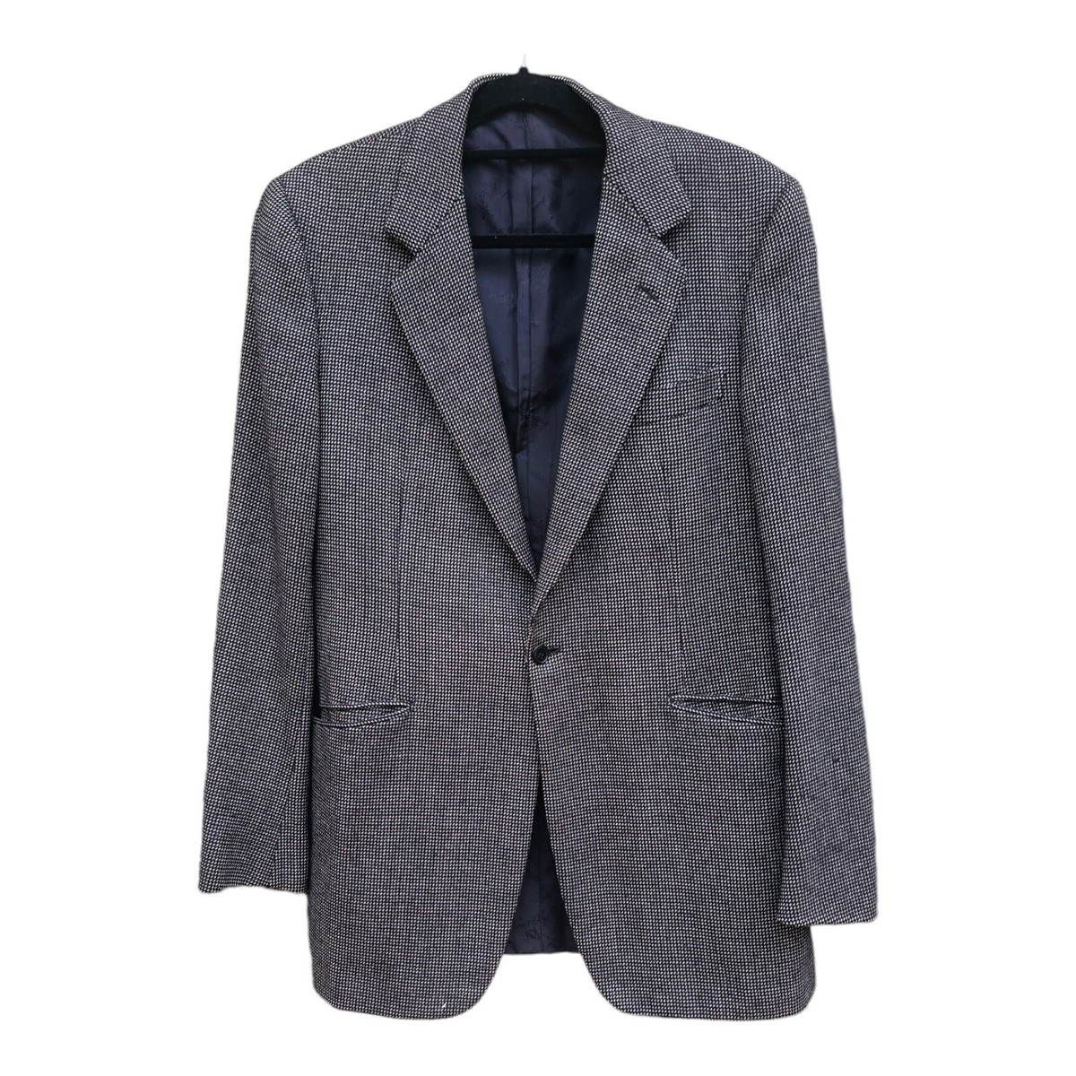 Men's Brioni Roman Style Houndstooth Blazer 100% Wool Black/White