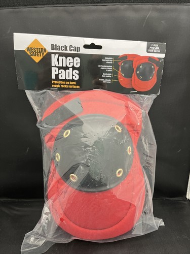 Western Safety Black Cap Knee Pads - Red - One Size Fits All - Adult - Picture 1 of 5