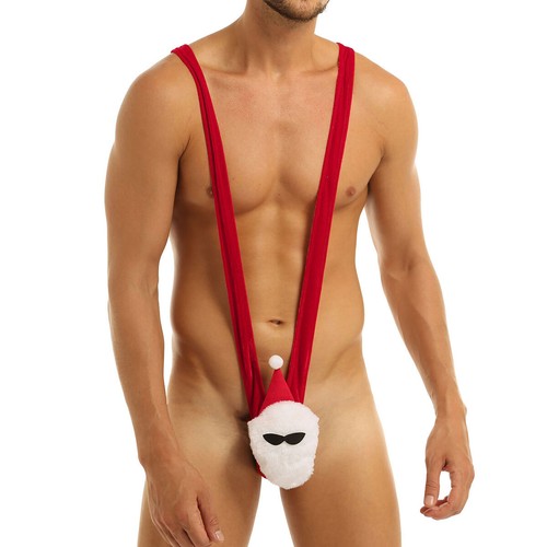 Mens Xmas Cosplay Jumpsuit With Bowknot Neckband Sexy Christmas One Piece Adult - Picture 18 of 28