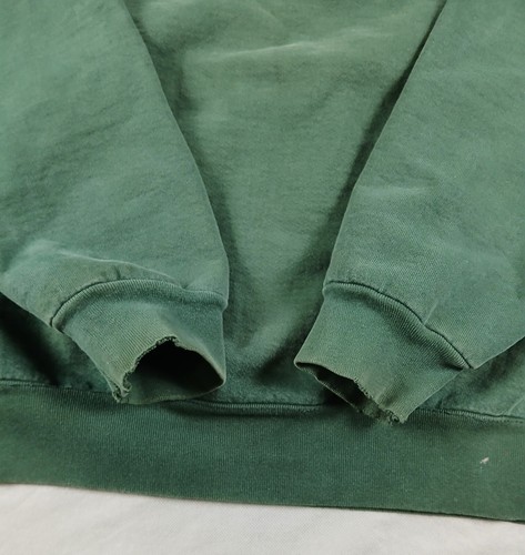 Vintage Fruit Of The Loom Sweatshirt Thick Green XL Pullover Crew Neck FLAW - Picture 4 of 9