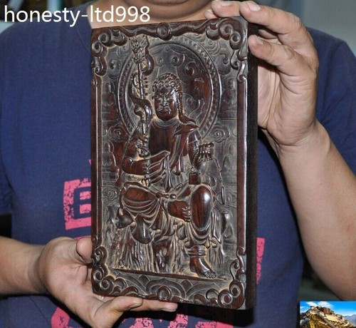 Old Tibet Buddhism Rosewood Wood Acalanatha Fudo-Myoo Bodhisattva Buddha Tangka - Picture 6 of 8