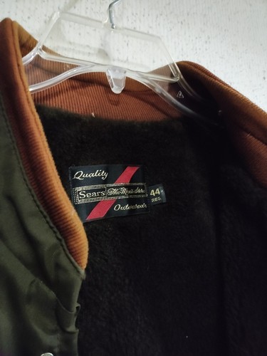 Vintage Sears Quality Men's Outerwear Winter Jacket Brown 44 Reg Clean USA Made - Picture 2 of 12