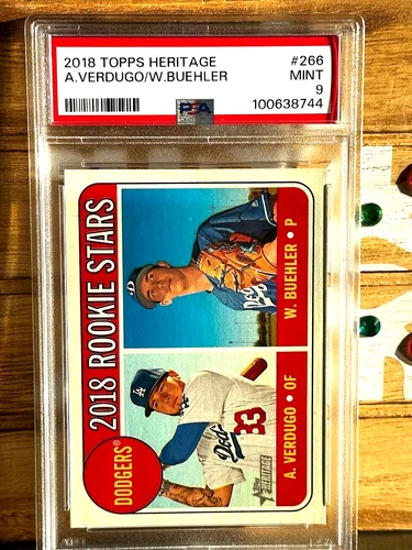 2018 Topps Heritage - Rookie Stars #266 Walker Buehler, Alex Verdugo (RC) PSA 9