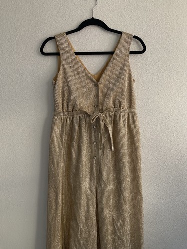 Mono Raymodes Oro Hoja/Lurex De Colección Años 60 Años 70 Pierna Ancha Palazzo Disco - Imagen 4 de 9