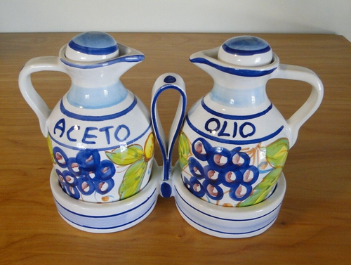 Made in Italy Oil & Vinegar Cruet Set Signed