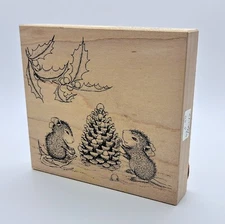 Rubber House Mouse Decorate Pine Cone Christmas Crafting Stampa Rosa 1998 C12