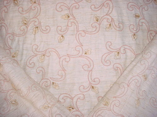 15-1/2Y TELA DE TAPICERÍA FLORAL CREWEL DE SEDA CRUDA BORDADA BRUNSCHWIG & FILS - Imagen 3 de 4