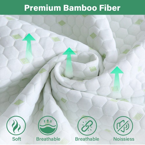 Waterproof Mattress Protector Bamboo Cotton Mattress Cover Fitted Cover All Size - Picture 7 of 12
