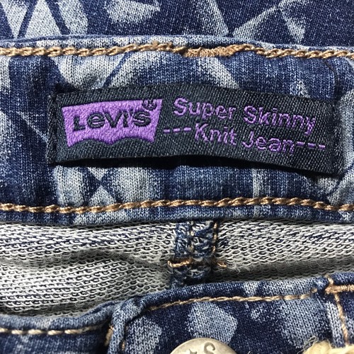 Levis Pants Girls 8 Regular Blue Denim Super Skinny Knit Jean Geometric Stretch - Picture 4 of 11
