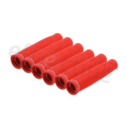Red 2500° 6" Spark Plug Wire Boots Protector Sleeve Heat Shield Cover 6Pcs - Bild 7 von 8