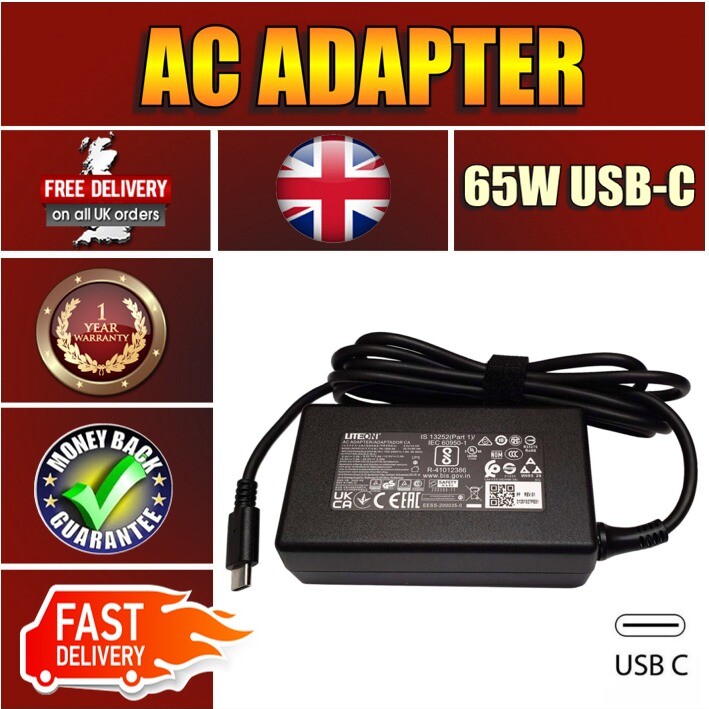 Replacement for HP EliteBook x360 1020 G2USB-C Laptop AC Adapter PSU 65W