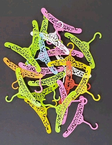 Vintage Barbie Mattel Doll Clothes Hangers 60's Multi Colors Filigree Lot of 21