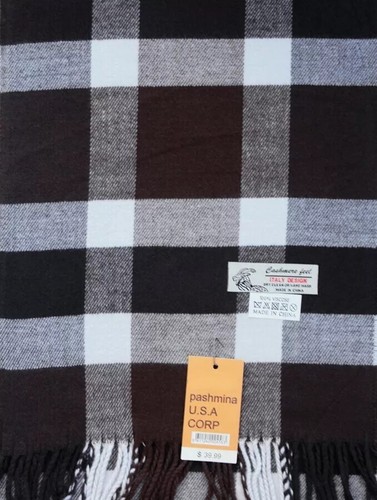 Sciarpa uomo invernale check-plaid,nero bianco cashmere-sensazione calda morbida*unisex - Foto 2 di 2