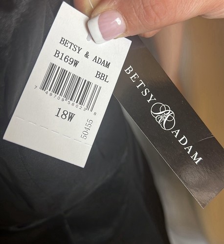 Betsy & Adam Taffeta High-Low Ball Gown with Wide Lace Hem NWT SZ 18W - Picture 8 of 11