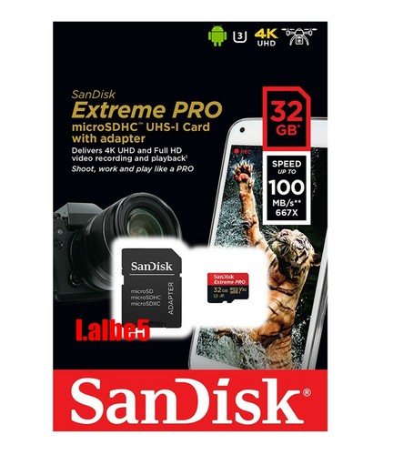Sandisk Extreme Pro 32GB Micro SD SDHC 100MB/s UHS-1 Class 10 Memory card - Picture 1 of 1